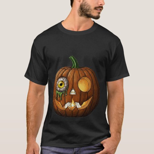 Mystic Eyeball & Skeleton Hands Jack-O-Lantern T-Shirt (Vorderseite)