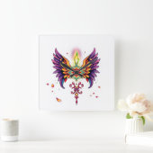 Mystic Fantasy Digital Art Quadratische Wanduhr (Zuhause)