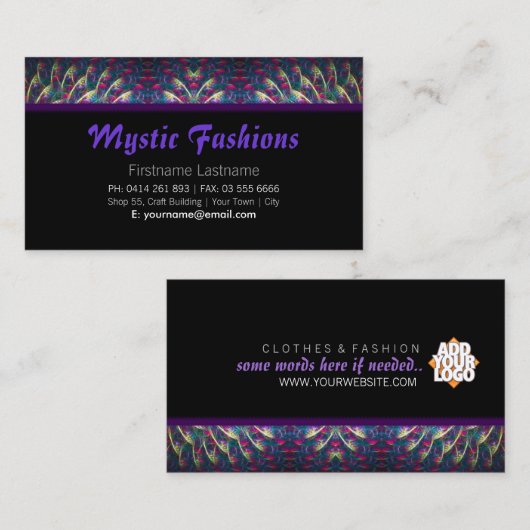 Mystic Fashion Business Card Visitenkarte (Vorne/Hinten)