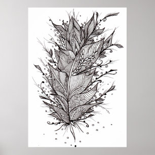 Mystic Feather Lineart Poster