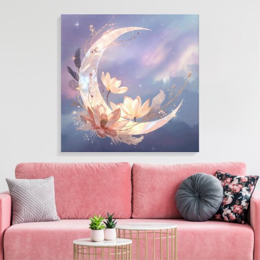 Mystic Feather Moon Boho Wall Art | Spiritual  Leinwanddruck (Insitu (Wohnzimmer))