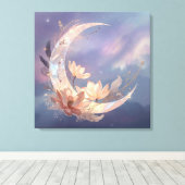 Mystic Feather Moon Boho Wall Art | Spiritual  Leinwanddruck (Insitu (Holzboden))