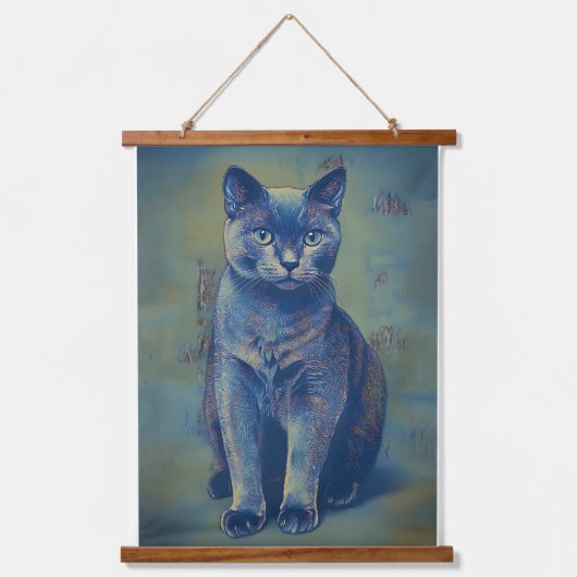 Mystic Feline Wandteppich Mit Holzrahmen (Vorderseite)