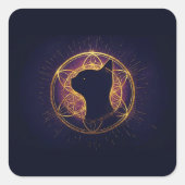 Mystic Feline Within the Sacred Circle Quadratischer Aufkleber (Vorderseite)