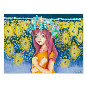 Mystic Firefly Beach Copic Zeichnend Fotodruck