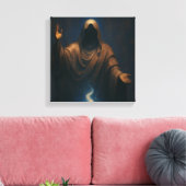 Mystic Flame Hooded Figure Art Print Leinwanddruck (Insitu (Wohnzimmer))