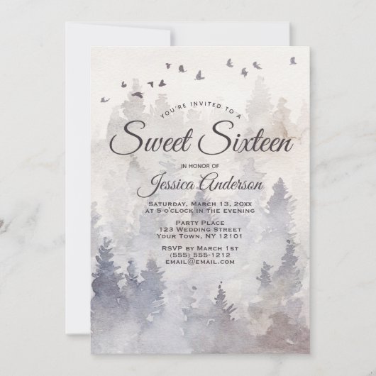 Mystic Forest 16 . Geburtstag Einladung (Vorderseite)