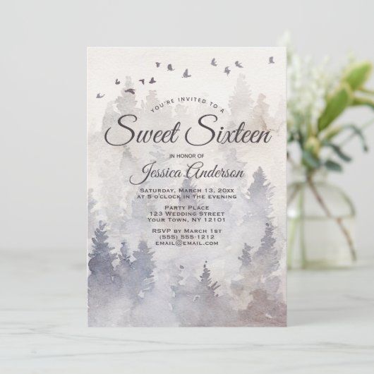 Mystic Forest 16 . Geburtstag Einladung (Stehend Vorderseite)