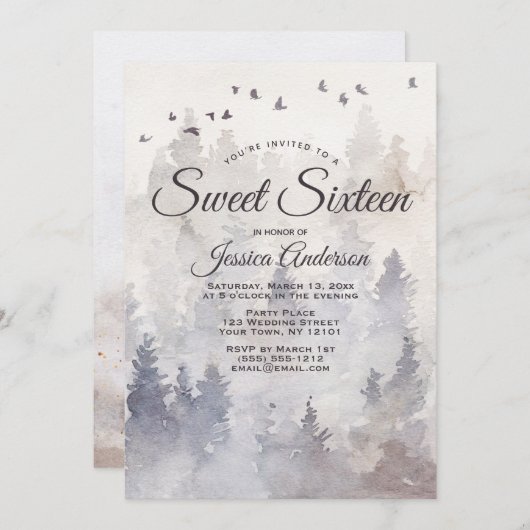 Mystic Forest 16 . Geburtstag Einladung (Vorne/Hinten)