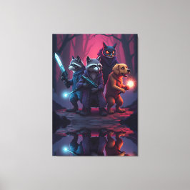 Mystic Forest Animal Warrior Art Leinwanddruck