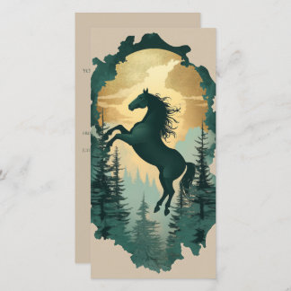 Mystic Forest Horse Gift Tag — Emerald & Gold Feiertagskarte