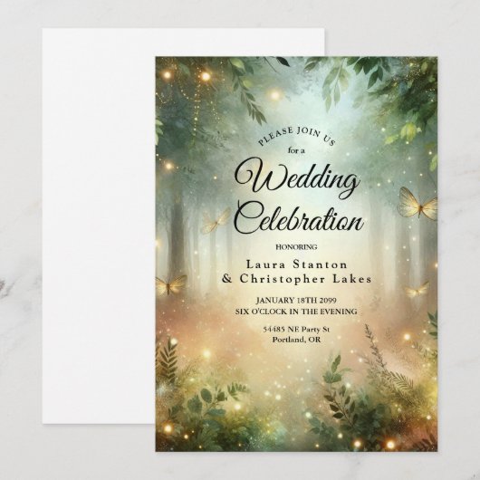 Mystic Forest Meadow Magic Einladung (Vorne/Hinten)