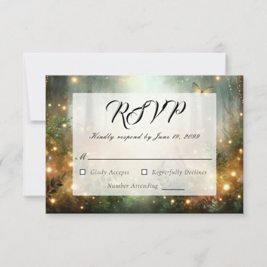 Mystic Forest Meadow Magic RSVP Karte (Vorderseite)