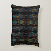 Mystic Forest Mosaic Blau & Schwarz Muster Kissen (Rückseite(Vertikal))