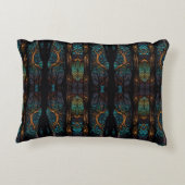 Mystic Forest Mosaic Blau & Schwarz Muster Kissen (Rückseite)