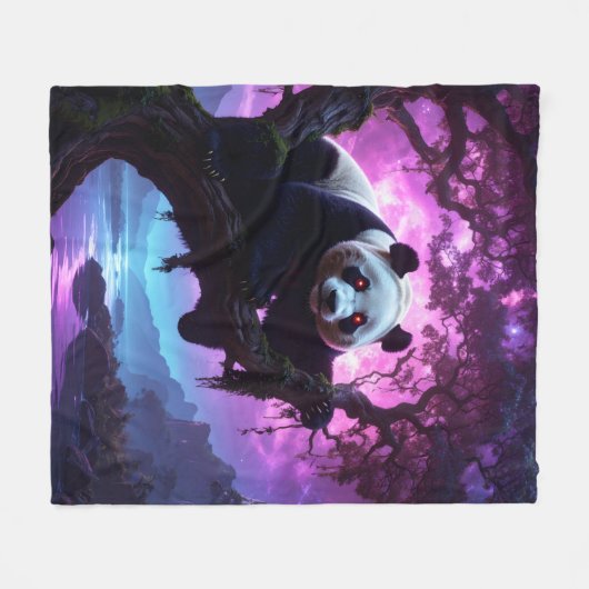Mystic Forest Panda Fleecedecke (Vorderseite (Horizontal))