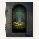 Mystic Forest Portal mit Cat - Fantasy Window Notizblock (Vorderseite)
