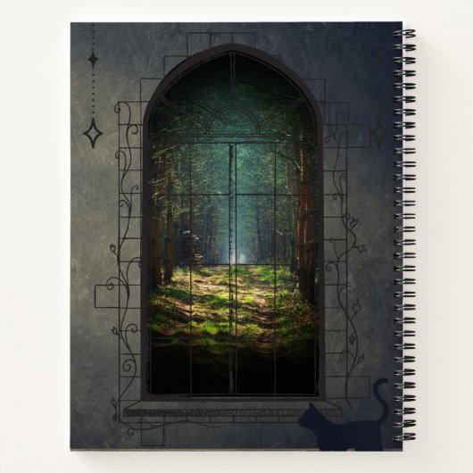 Mystic Forest Portal mit Cat - Fantasy Window Notizblock (Rückseite)