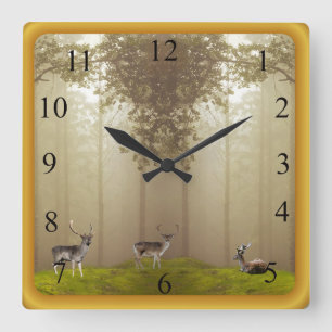 Mystic Forest Quadratische Wanduhr