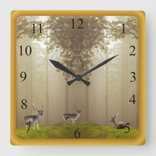 Mystic Forest Quadratische Wanduhr (Vorderseite)