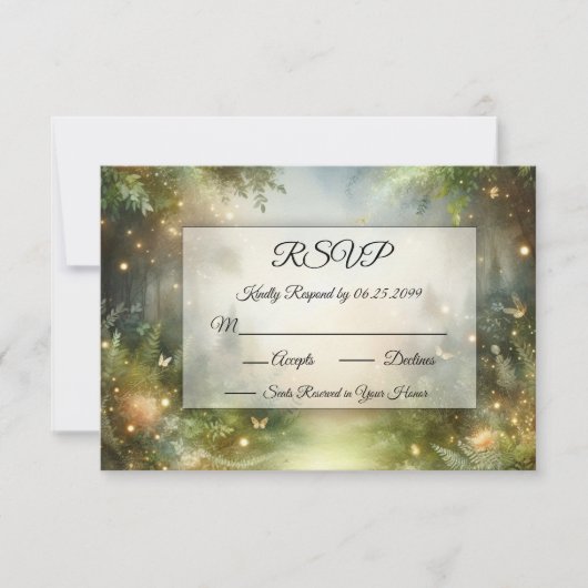 Mystic Forrest Meadow Magic RSVP Karte (Vorderseite)