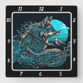 Mystic Fox über den Tälern Quadratische Wanduhr (Vorderseite)