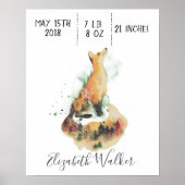 Mystic Fuchs Baby-Geburtsmonogramm-Poster Poster (Vorne)