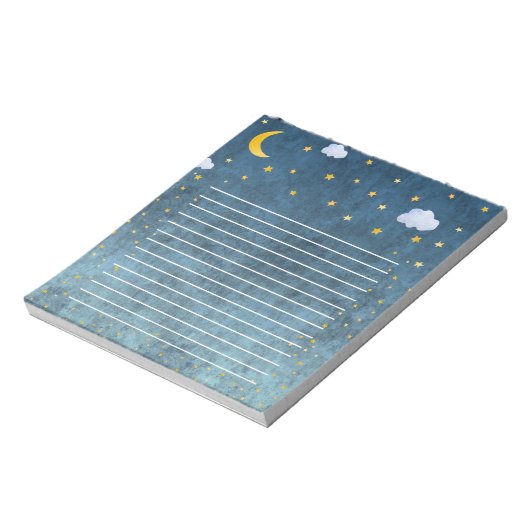 Mystic Galaxy Moon and Stars Night Time Notebook Notizblock (Rotiert)