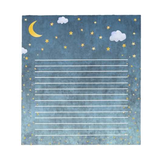 Mystic Galaxy Moon and Stars Night Time Notebook Notizblock (Vorderseite)