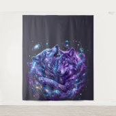 Mystic Galaxy Wolf Art-Space Wolf Wandbehang Wandteppich (Vorderseite)