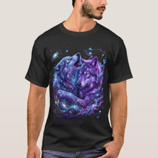 Mystic Galaxy Wolf Hoodie – Blaues Cosmic Wolf Art T-Shirt