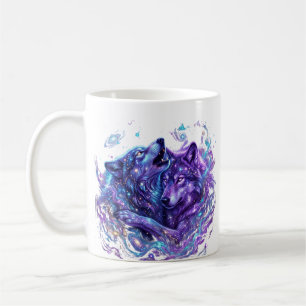 Mystic Galaxy Wolf Hoodie – Blaues Kosmische-Wolf- Kaffeetasse