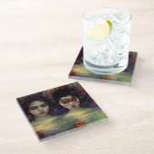 Mystic Garden: Blumenträume Glasuntersetzer (Schrägansicht)