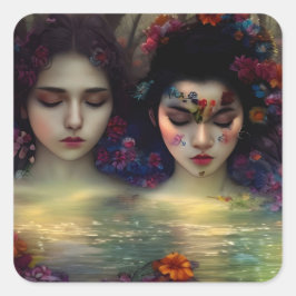 Mystic Garden: Blumenträume Quadratischer Aufkleber