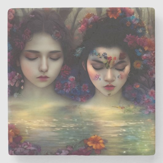 Mystic Garden: Blumenträume Steinuntersetzer (Vorderseite)