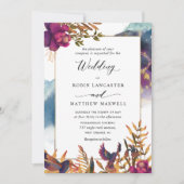 Mystic Garden - Lila, Aquamarine, blaue und golden Einladung (Vorderseite)