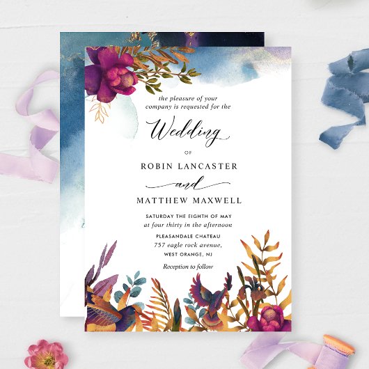 Mystic Garden Purples und Blues Jewel Tone Wedding Einladung