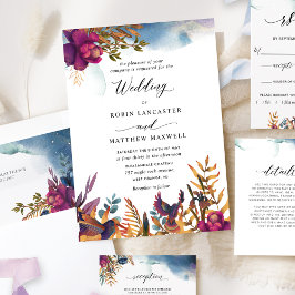 Mystic Garden Purples und Blues Jewel Tone Wedding Einladung