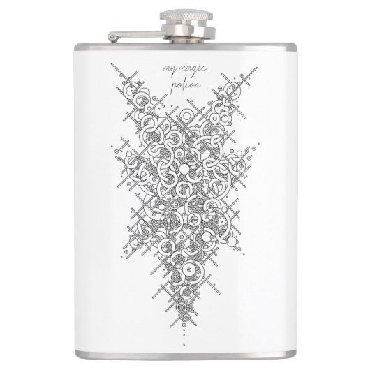 Mystic Geometric "My Magic Potion" Black Ink Flask Flachmann (Vorderseite)