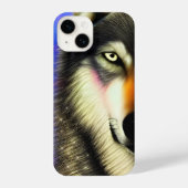 Mystic Glitzer Wolf Portrait iPhone Hülle (Rückseite)