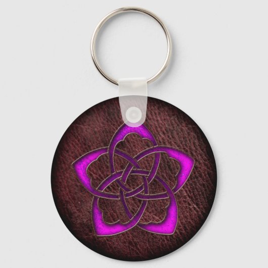 Mystic glow purple celtic flower on leather schlüsselanhänger (Vorderseite)