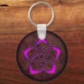 Mystic glow purple celtic flower on leather schlüsselanhänger (Vorderseite)