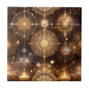 Mystic Gold Celestial Muster Tile Fliese