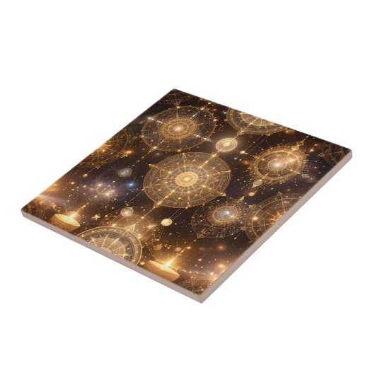 Mystic Gold Celestial Muster Tile Fliese (Seite)