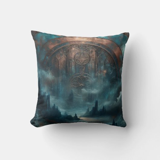 Mystic Gothic Art - Blue Copper Patina Decorative  Kissen (Vorderseite)