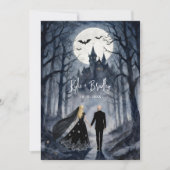 Mystic Gothic Forest Wedding Couple Haunted Castle Einladung (Vorderseite)