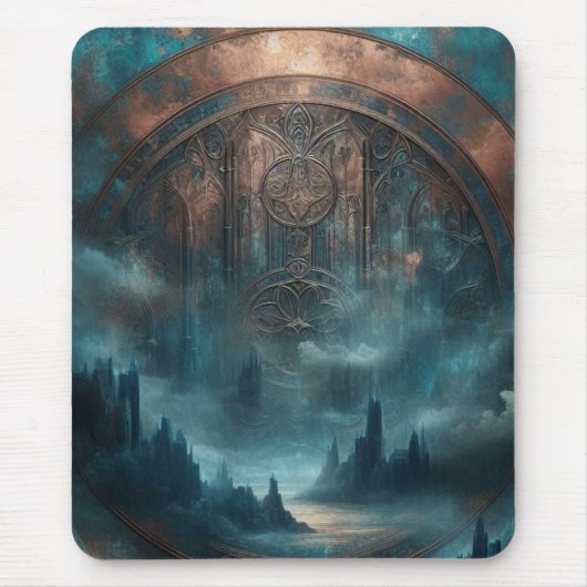 Mystic Gothic Steampunk Art - Blue Copper Patina  Mousepad (Vorne)