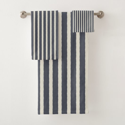 Mystic Gray Beige Stripes Badhandtuch Set (Insitu)