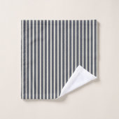 Mystic Gray Beige Stripes Badhandtuch Set (Waschlappen)