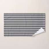 Mystic Gray Beige Stripes Badhandtuch Set (Handtuch)